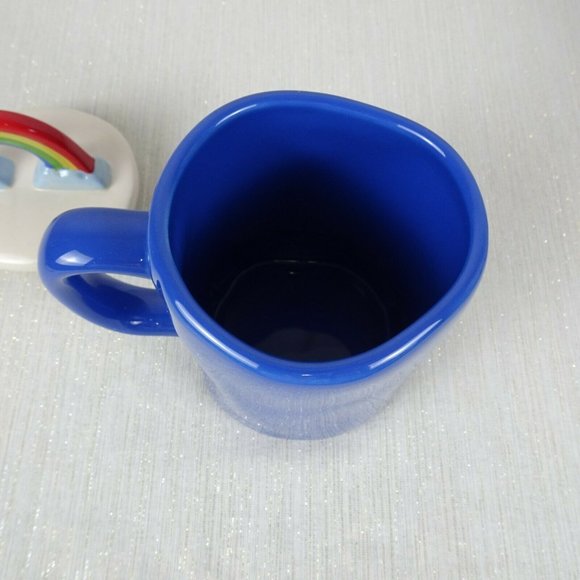 RAE DUNN Rainbow 🌈 Figural Mug Love Is Blind Blue With Lid Pride Decor New - Picture 6 of 12